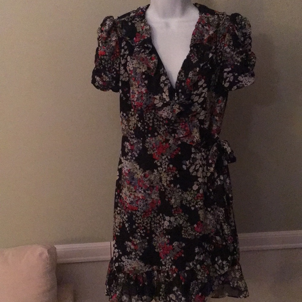 Miss Sixty Floral Chiffon Wrap Dress